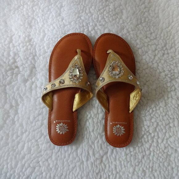 Yellow Box thong sandals Silver and Gold Crystals NIB sz8.5 - Picture 5 of 7